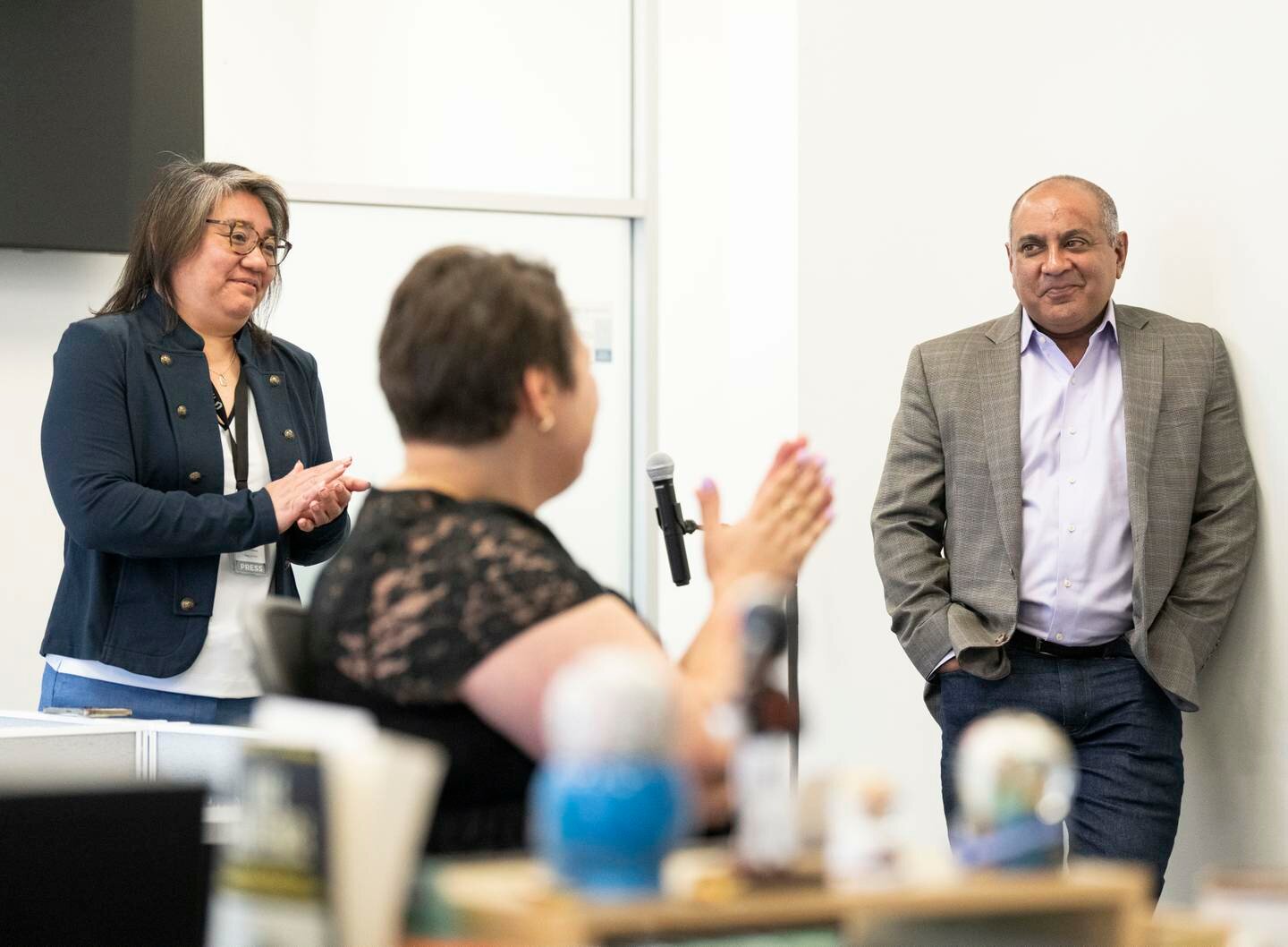 The Baltimore Banner CEO, Imtiaz Patel, announces his departure on Wednesday, May 31. (Jessica Gallagher/The Baltimore Banner)